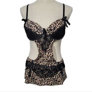 Just sexy lingerie leopard print cute babydoll dress